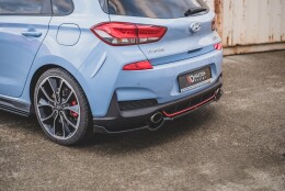 Street+ Mittlerer Diffusor Heck Ansatz passend für Hyundai I30 N Mk3 Hatchback schwarz Hochglanz