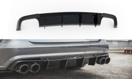 Heck Ansatz Diffusor V.1 passend für Audi S6 C7 Facelift schwarz Hochglanz