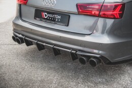Heck Ansatz Diffusor V.1 passend für Audi S6 C7 Facelift schwarz Hochglanz