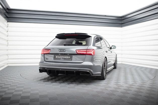 Heck Ansatz Flaps Diffusor V.2 passend für Audi S6 / A6 S-Line / A6 C7 FL schwarz Hochglanz