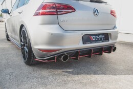Street Pro Heckschürze Heck Ansatz Diffusor V.1 passend für VW Golf 7 GTI rot