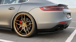 Heck Ansatz Flaps Diffusor für Porsche Panamera Turbo / GTS 971 schwarz Hochglanz