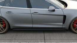 Seitenschweller Ansatz Cup Leisten für Porsche Panamera Turbo / GTS 971 schwarz Hochglanz