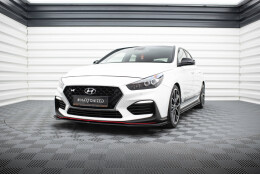 Street Pro Spoilerlippe Front Ansatz + Flaps passend für Hyundai I30 N Mk3 Hatchback / Fastback schwarz Hochglanz