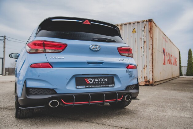 Street Pro Heckschürze Heck Ansatz Diffusor V.1 passend für Hyundai I30 N Mk3 Hatchback SCHWARZ