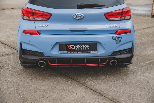 Street Pro Heckschürze Heck Ansatz Diffusor V.2 passend für Hyundai I30 N Mk3 Hatchback SCHWARZ