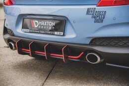 Street Pro Heckschürze Heck Ansatz Diffusor V.2 passend für Hyundai I30 N Mk3 Hatchback SCHWARZ