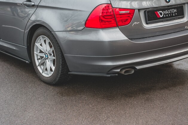 Heck Ansatz Flaps Diffusor passend für BMW 3er E91 Facelift Carbon Look