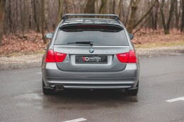 Heck Ansatz Flaps Diffusor passend für BMW 3er E91 Facelift Carbon Look