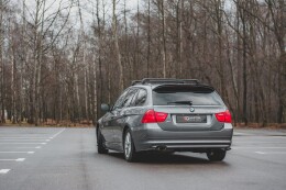 Heck Ansatz Flaps Diffusor passend für BMW 3er E91 Facelift Carbon Look