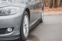 Seitenschweller Ansatz Cup Leisten für BMW 3er E90/E91 Facelift schwarz Hochglanz