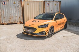 Street Pro Cup Spoilerlippe Front Ansatz für Ford Focus ST / ST-Line Mk4 schwarz+ Hochglanz Flaps