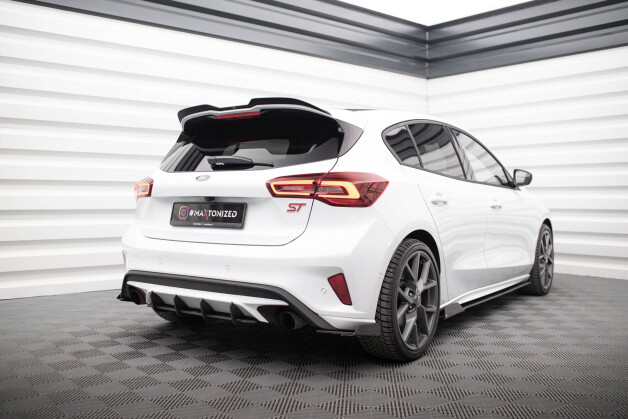 Street Pro Heck Ansatz Flaps Diffusor passend für Ford Focus ST Mk4 SCHWARZ+ HOCHGLANZ FLAPS