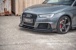 Street Pro Spoilerlippe Front Ansatz + Flaps passend für Audi RS3 8V Sportback schwarz Hochglanz
