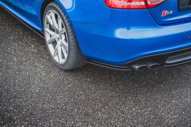 Heck Ansatz Flaps Diffusor passend für Audi S4 / A4 S-Line B8 Limousine schwarz Hochglanz