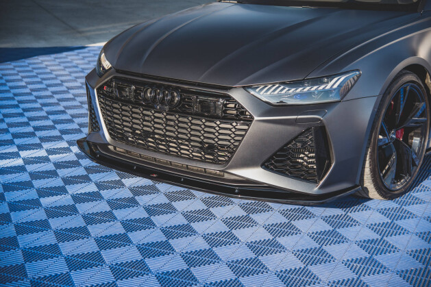 Cup Spoilerlippe Front Ansatz V.2 für Audi RS7 C8 schwarz Hochglanz