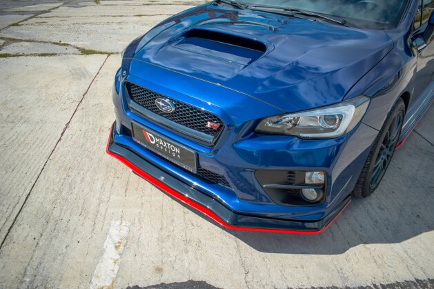 Cup Spoilerlippe Front Ansatz V.3 für SUBARU WRX STI schwarz+rot Hochglanz