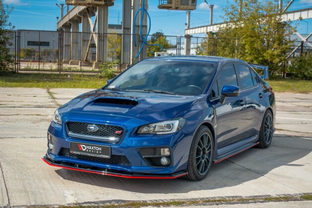 Cup Spoilerlippe Front Ansatz V.4 für SUBARU WRX STI schwarz+rot Hochglanz