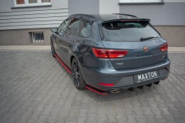 Heck Ansatz Flaps Diffusor V.4 passend für Seat Leon Cupra Mk3 FL Sportstourer schwarz Hochglanz