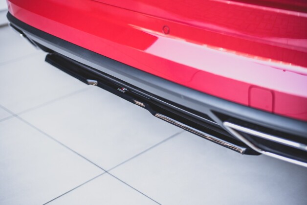 Mittlerer Cup Diffusor Heck Ansatz passend für Skoda Kodiaq RS Mk1 / Mk1 Facelift schwarz Hochglanz