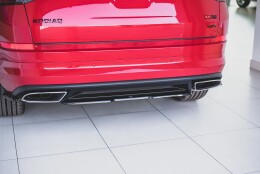 Mittlerer Cup Diffusor Heck Ansatz passend für Skoda Kodiaq RS Mk1 / Mk1 Facelift schwarz Hochglanz