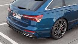 Mittlerer Cup Diffusor Heck Ansatz passend für Audi A6 S-Line C8 schwarz Hochglanz