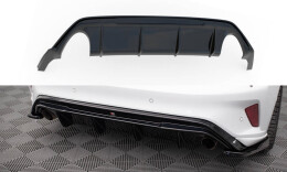 Heck Ansatz Diffusor V.3 passend für Ford Focus Hatchback ST Mk4 schwarz Hochglanz