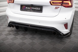 Heck Ansatz Diffusor V.3 passend für Ford Focus Hatchback ST Mk4 schwarz Hochglanz