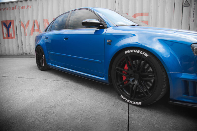Seitenschweller Ansatz Cup Leisten passend für Audi RS4 B7 schwarz Hochglanz