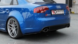 Heck Ansatz Flaps Diffusor V.1 für Audi RS4 Limousine B7 schwarz Hochglanz