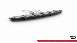 Mittlerer Cup Diffusor Heck Ansatz passend für AUDI A6 C7 S-LINE AVANT AUSPUFF 2X1 im DTM LOOK schwarz Hochglanz