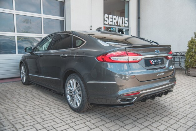 Heck Ansatz Flaps Diffusor passend für Ford Mondeo Vignale Mk5 Facelift Carbon Look