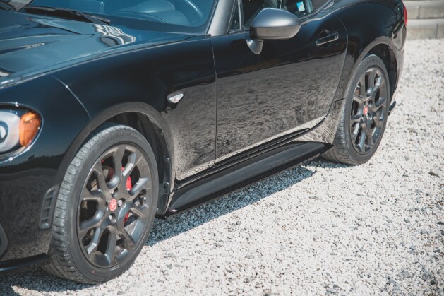 Seitenschweller Ansatz Cup Leisten für Abarth 124 Spider schwarz Hochglanz