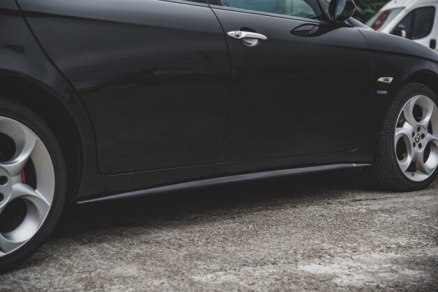 Seitenschweller Ansatz Cup Leisten passend für Alfa Romeo 156 Facelift schwarz Hochglanz