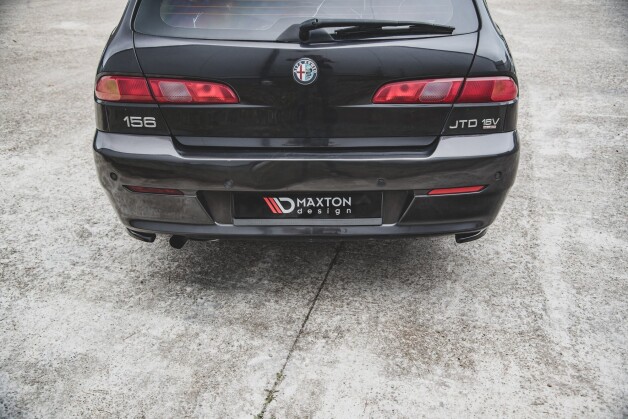 Heck Ansatz Flaps Diffusor passend für Alfa Romeo 156 SW Facelift schwarz Hochglanz