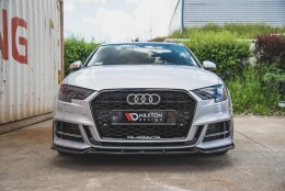 Cup Spoilerlippe Front Ansatz V.3 passend für Audi S3 / A3 S-Line 8V FL Limousine schwarz Hochglanz