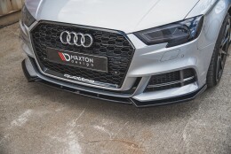 Cup Spoilerlippe Front Ansatz V.3 passend für Audi S3 / A3 S-Line 8V FL Limousine schwarz Hochglanz