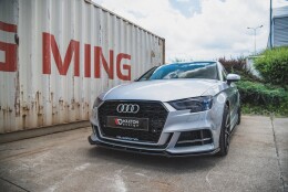 Cup Spoilerlippe Front Ansatz V.3 passend für Audi S3 / A3 S-Line 8V FL Limousine schwarz Hochglanz