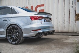 Heck Ansatz Diffusor passend für Audi S3 Limousine 8V Facelift schwarz Hochglanz