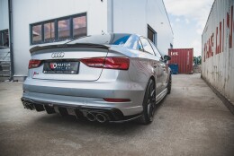 Heck Ansatz Diffusor passend für Audi S3 Limousine 8V Facelift schwarz Hochglanz