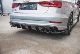 Heck Ansatz Diffusor passend für Audi S3 Limousine 8V Facelift schwarz Hochglanz