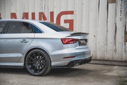Heck Ansatz Flaps Diffusor V.2 passend für Audi S3 Limousine 8V Facelift schwarz Hochglanz
