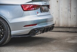 Heck Ansatz Flaps Diffusor V.2 passend für Audi S3 Limousine 8V Facelift schwarz Hochglanz