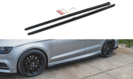 Seitenschweller Ansatz Cup Leisten V.2 für Audi S3 / A3 S-Line Limousine 8V Facelift schwarz matt