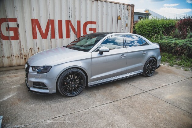 Seitenschweller Ansatz Cup Leisten V.2 passend für Audi S3 / A3 S-Line Limousine 8V Facelift schwarz Hochglanz
