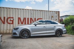 Seitenschweller Ansatz Cup Leisten V.2 für Audi S3 / A3 S-Line Limo 8V FL schwarz Hochglanz