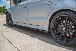 Seitenschweller Ansatz Cup Leisten V.2 passend für Audi S3 / A3 S-Line Limousine 8V Facelift schwarz Hochglanz