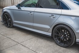 Street+ Seitenschweller Leisten V.2 passend für Audi S3 / A3 S-Line Limousine 8V FL schwarz Hochglanz
