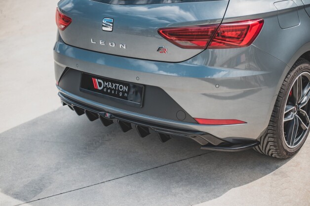 Heck Ansatz Diffusor passend für SEAT Leon Mk3 FR Facelift schwarz Hochglanz
