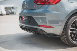 Heck Ansatz Diffusor passend für SEAT Leon Mk3 FR Facelift schwarz Hochglanz